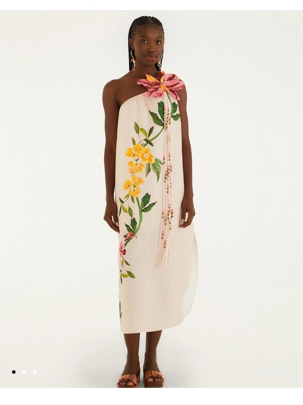 FARM Rio Pink Garden Terrace One Shoulder Dress
